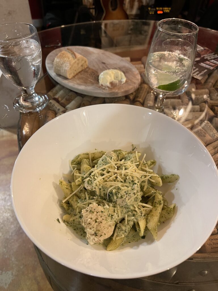 Image of a Gin Marinated Chicken and Pesto Pasta